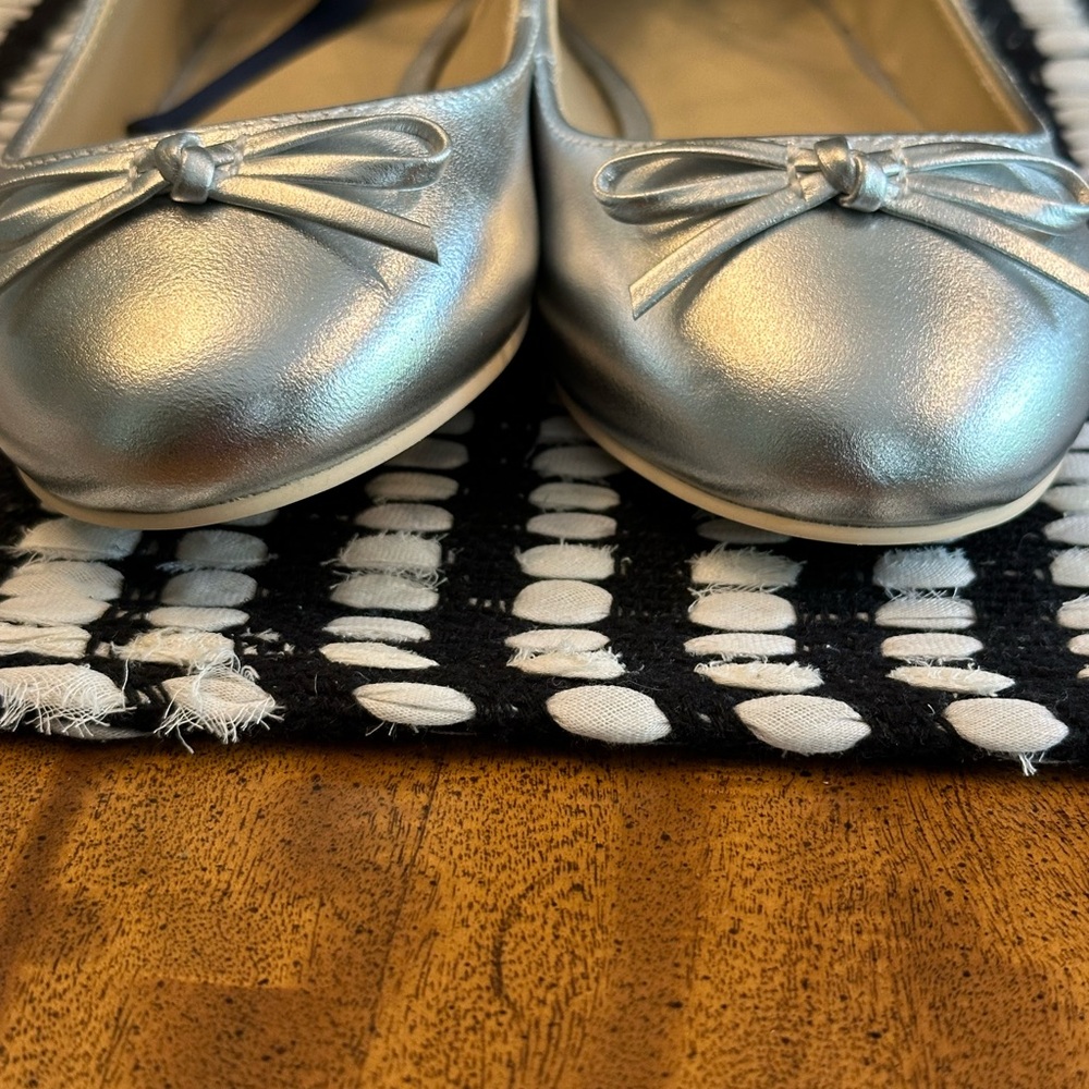 JANIE and JACK METALLIC ANKLE STRAP BOW BALLET FLAT - Picture 5 of 12